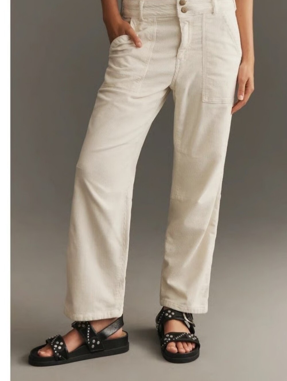 Anthropologie Pilcro High-Rise Relaxed Corduroy Jeans — Cream